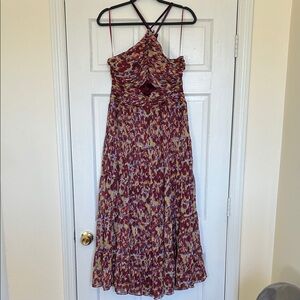Brand Likely Floral Tiered Maxi Dress in Burgundy and Mustard